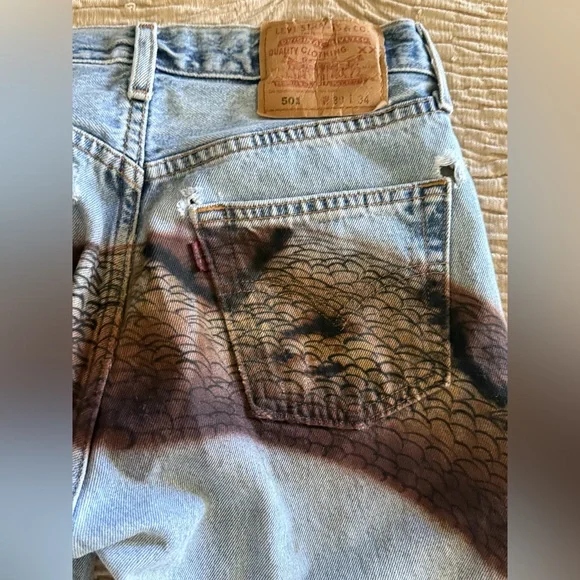 Vintage Levi 501 Rare Python Jeans - See Measurement Photos - Picture 5 of 16